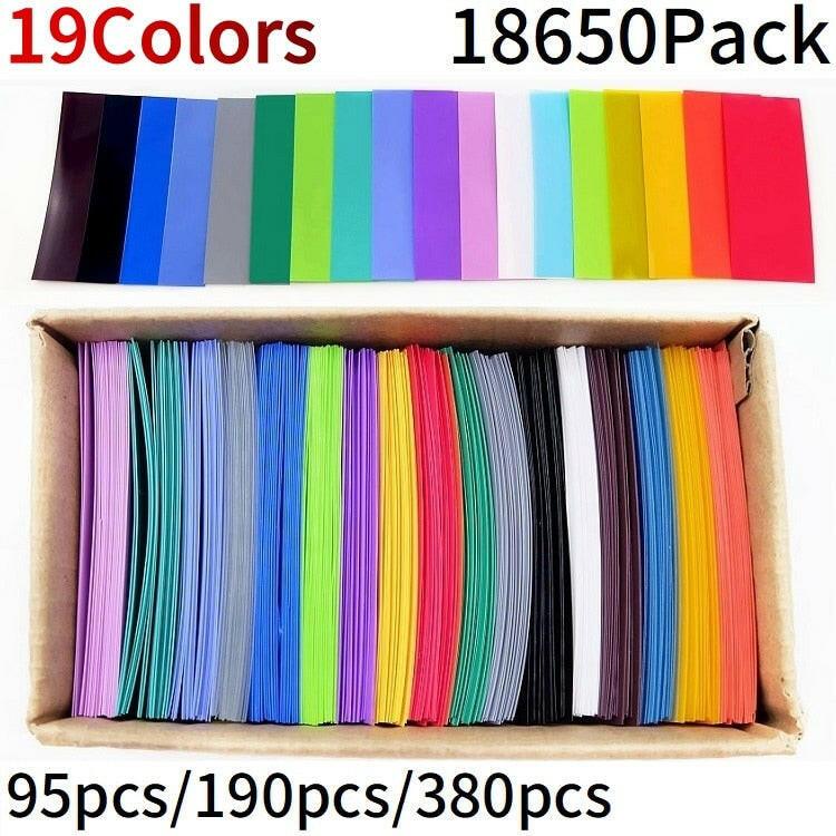18650 Battery Film Tape PVC Heat Shrink Tube Precut Shrinkable Sleeve 19color A Set Tubing Protect Pipe Cover for Batteries Wrap Discount