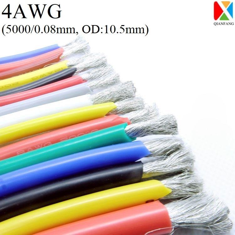 1M 4AWG Silicone Rubber Copper Wire Cable Electron LED Lamp Lighting Cable Super Soft Flexible High Temperature Insulated Wired on Sale
