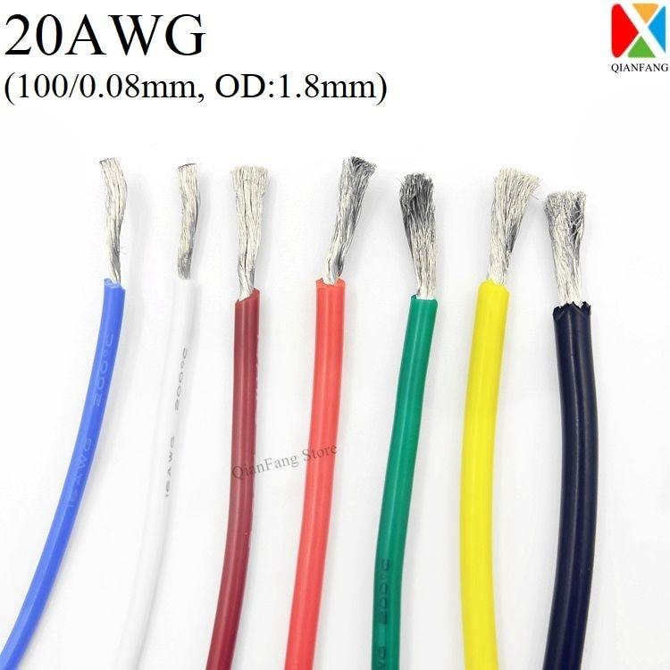 1M Wire Cable 20AWG Super Soft Silicone Insulated High Temperature Flexible Heat-Resistant Lighting Line Electronic Copper Wire Fashion