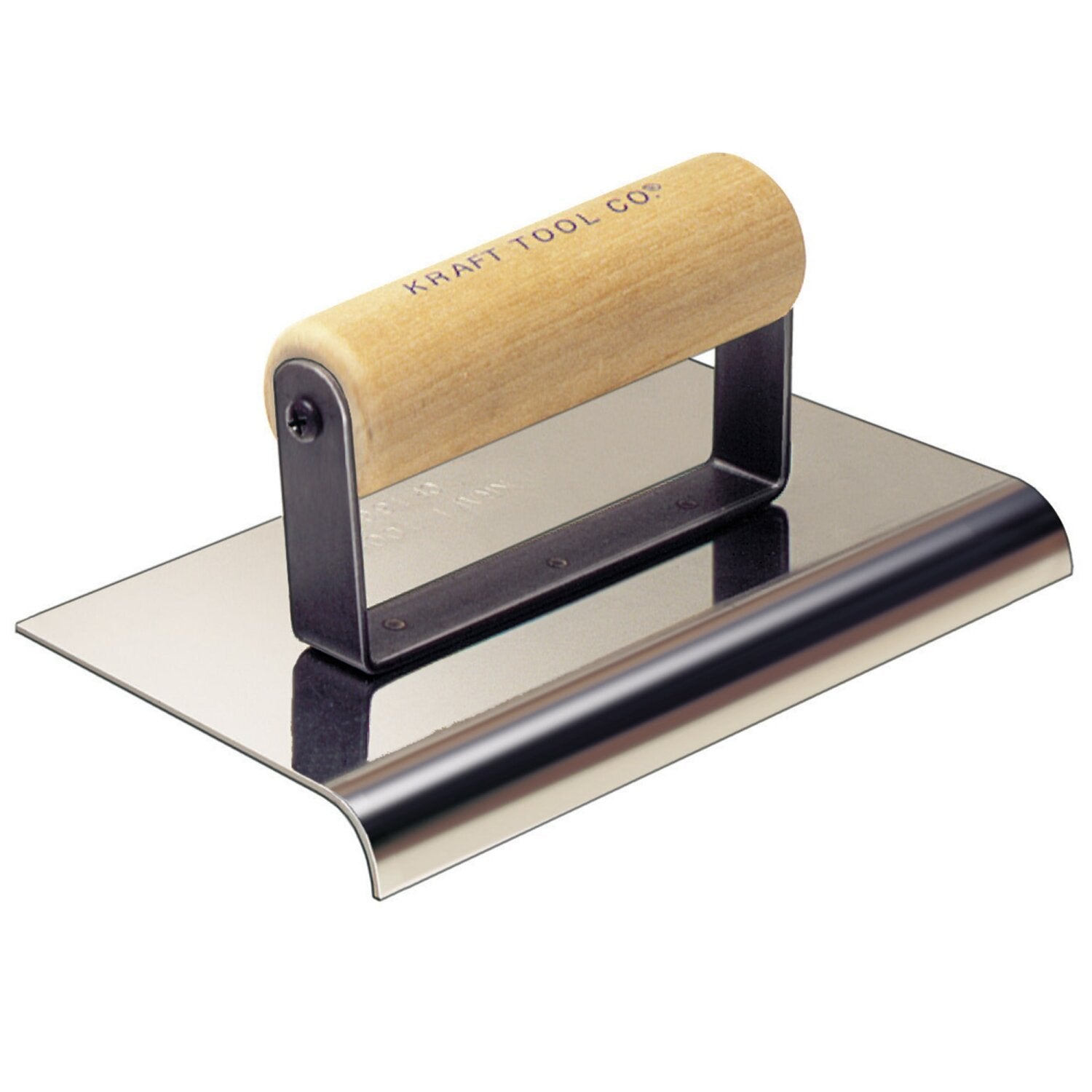 Kraft Tool CF129 8″ x 5″ 1/2″R Stainless Steel Cement Edger with Wood Handle Supply