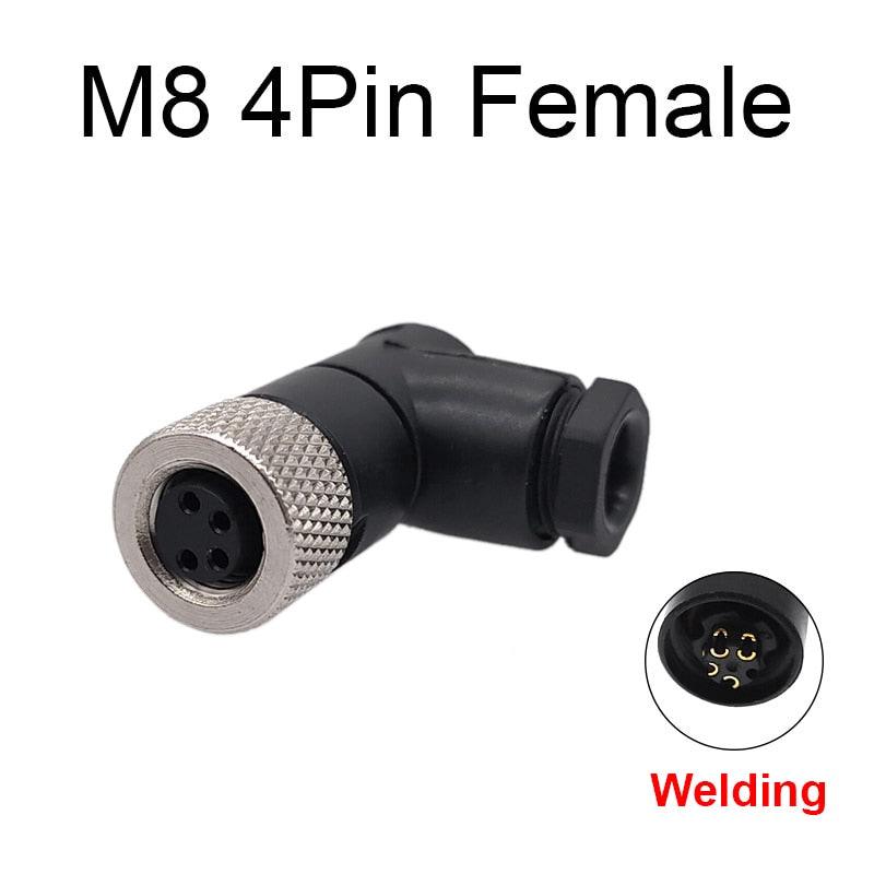 1Pc M8 sensor connector waterproof male&female plug straight angle screw threaded coupling 3 4 Pin Flange Socket back mount Online Sale