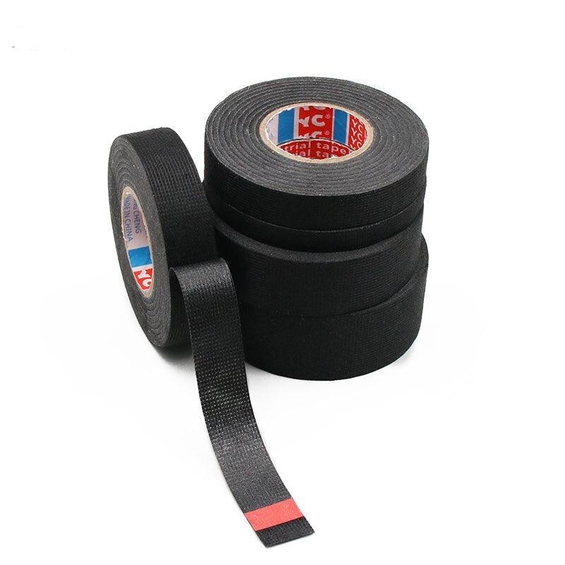 1pc Heat-resistant Adhesive Cloth Fabric Tape For Car Auto Cable Harness Wiring Loom Protection Width 9/15/19/25/32MM Length 15M Online