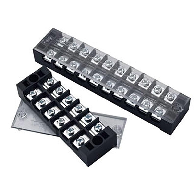 1PCS Double Row Terminal Block Fence Screw Ribbon Wire Connector 600V 15A25A45A 3/4/6/8/10/12 Optional Sale