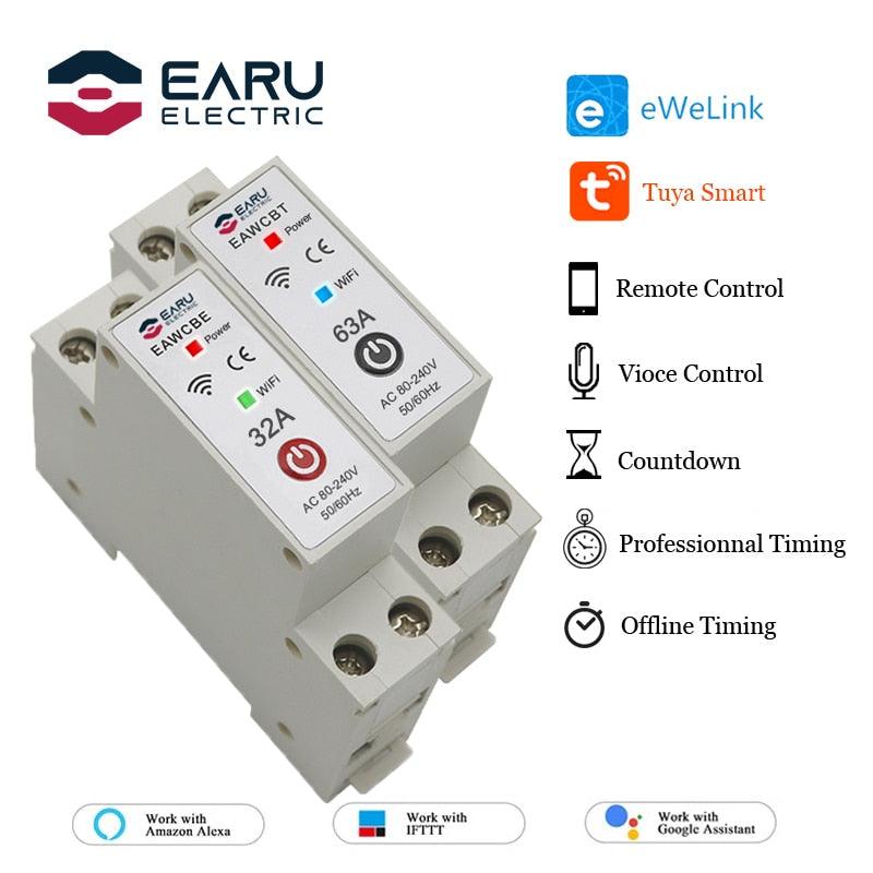 1P 1P+N WiFi Smart Circuit Breaker Time Relay Switch Remote Control by Tuya Smart /eWeLink App for Alexa Google Home Assistant Online Hot Sale
