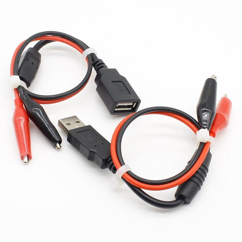 1pair USB Alligator clips Crocodile wire Male/female to USB tester Detector DC Voltage meter ammeter capacity power meter Online