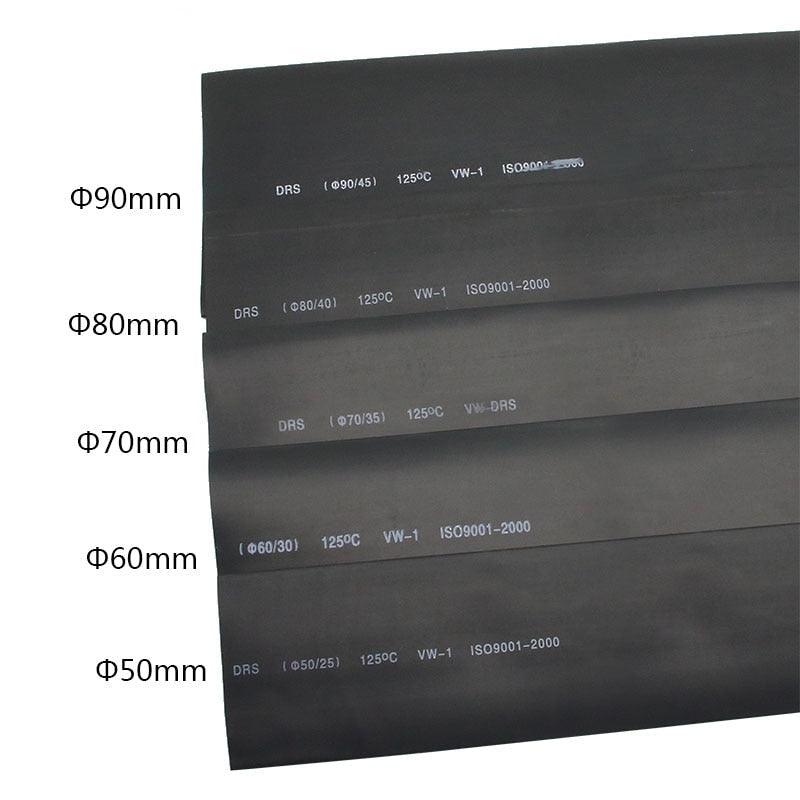 1meter 2:1 Black 50mm 60mm 70mm 80mm 90mm  Heat Shrink Heatshrink Tubing Tube Wire Online Sale