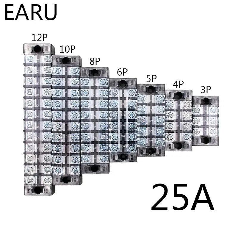 1pc 25A 600V Dual Row Barrier Screw TB Series Terminal Block|  3 4 5 6 8 10 12 Positions Online Hot Sale