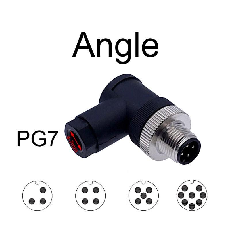1Pc M12 Sensor connector waterproof straight angle male female screw threaded plug coupling 3 4 5 8 Pin on Sale