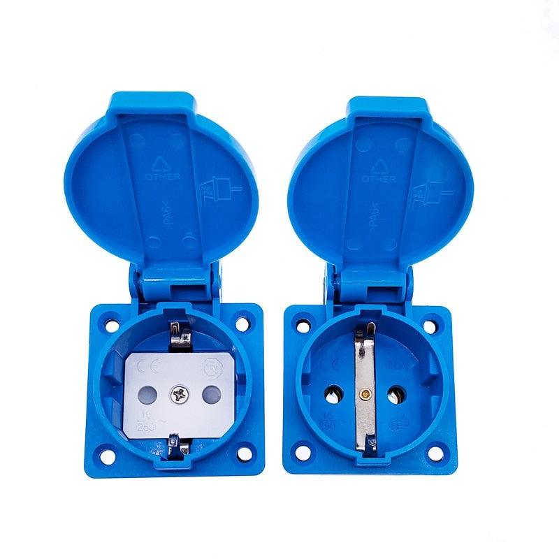 1PCS waterproof socket industrial black blue waterproof socket copper contact body EU socket on Sale