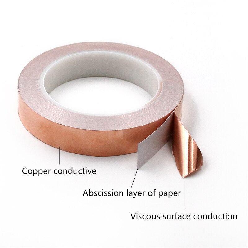 20 Meters Single Side Conductive Copper Foil Tape Strip Adhesive EMI Shielding Heat Resist Tape 2mm 3mm 4mm 5mm 6mm 8mm 10mm Online now