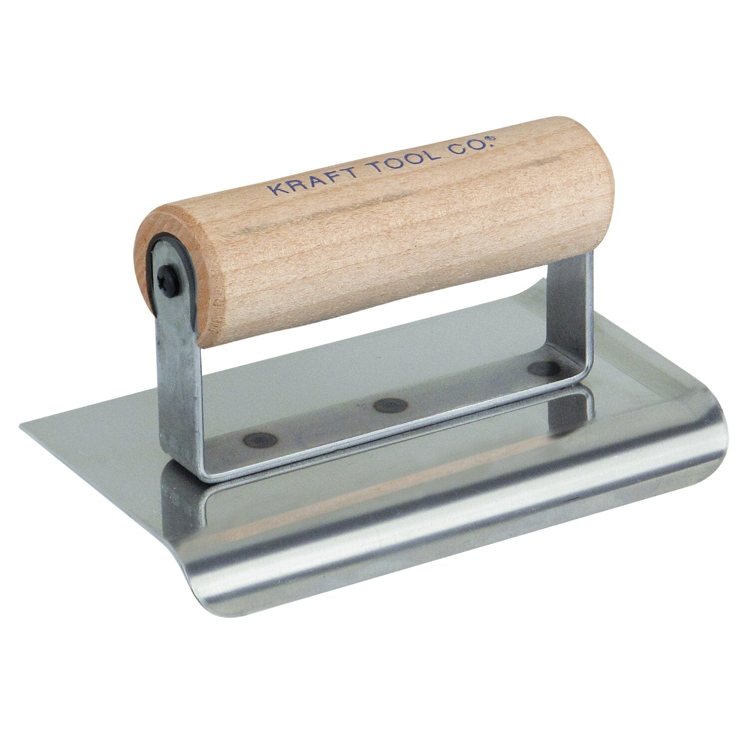 Kraft Tool CF165CF 6″ x 4″ 1/2″R Stainless Steel Curved End Cement Edger with Wood Handle Online now