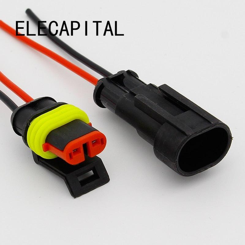2 Pin Way Sealed Waterproof Electrical Wire Connector Plug Set auto connectors with cable Hot on Sale