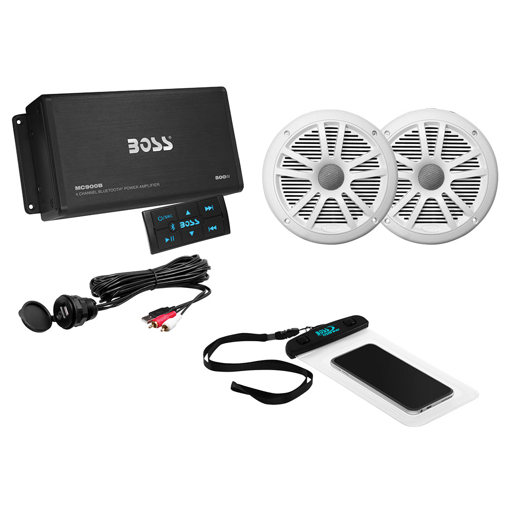 Boss Audio ASK902B.6 4 Channel Amplifier  6.5″ Speaker Kit – White [ASK902B.6] Sale