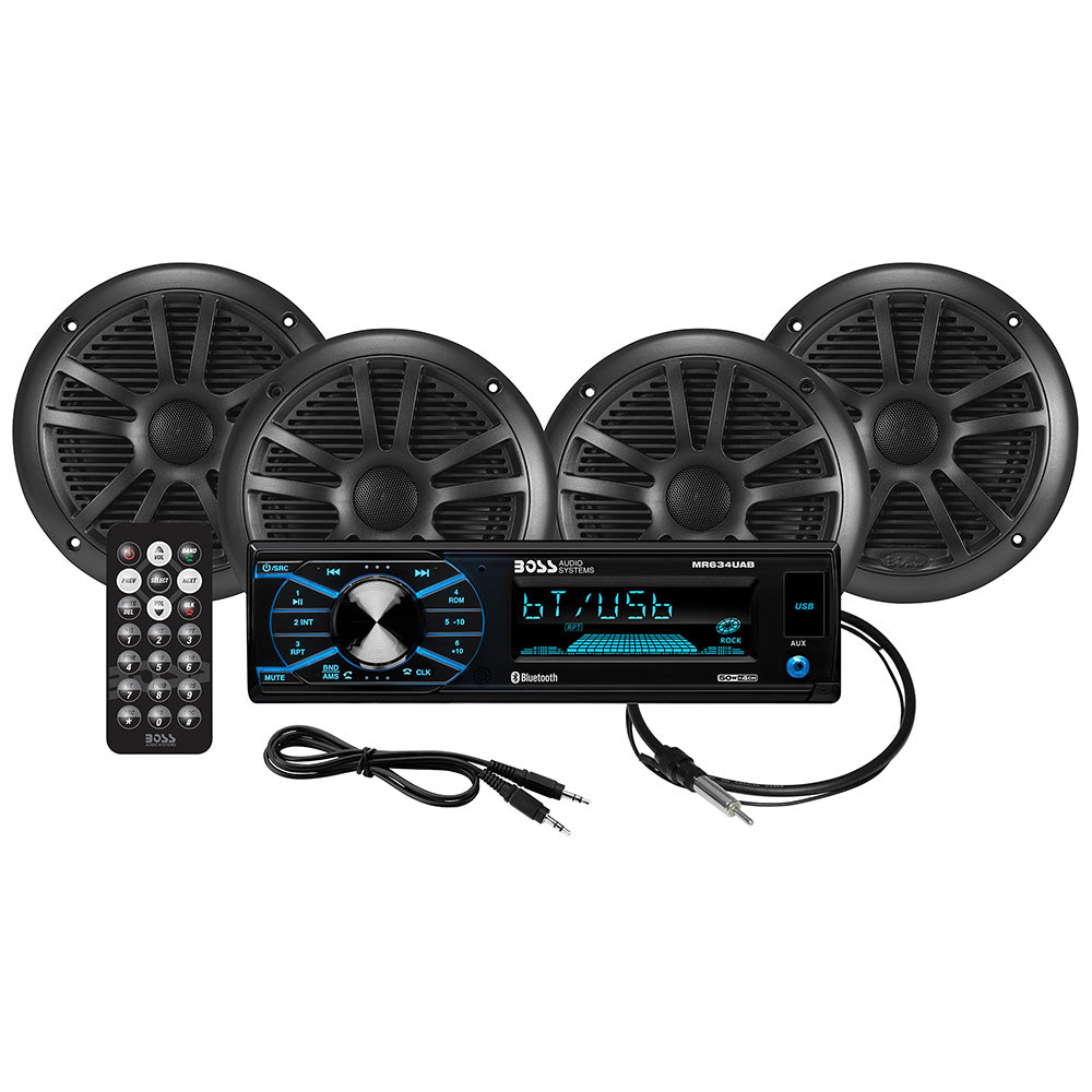 Boss Audio MCBK634B.64 Kit w/MR634UAB, 4 MR6B Speakers,  MRANT10 Antenna [MCBK634B.64] Sale