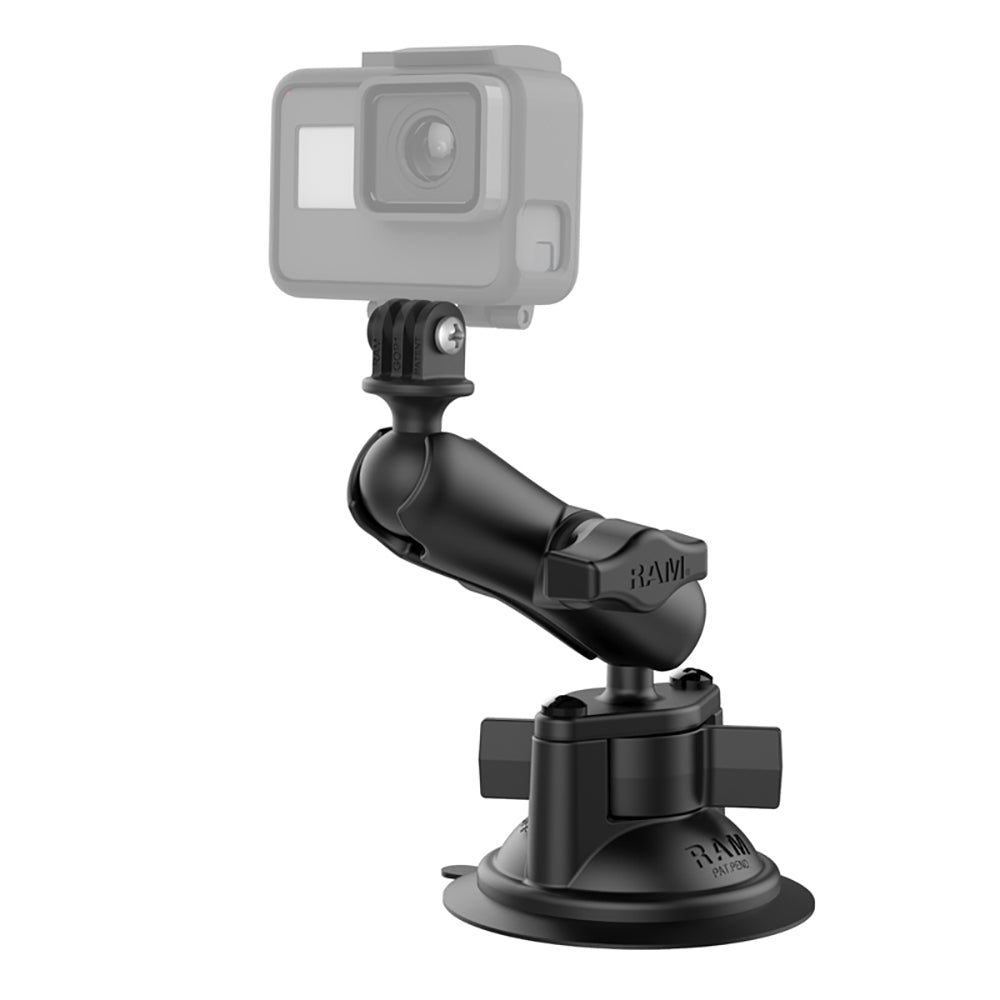 RAM Mount RAM Twist-Lock Suction Cup Mount w/Universal Action Camera Adapter [RAM-B-166-GOP1U] Online