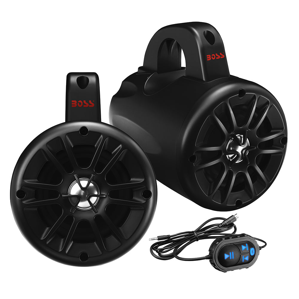 Boss Audio 4″ BM40AMPBT Amplified Waketower Speakers – Matte Black – 500W [BM40AMPBT] Online