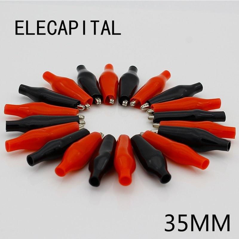 20pcs/lot 35MM Metal Alligator Clip G99 Crocodile Electrical Clamp for Testing Probe Meter Black and Red with Plastic Boot Discount