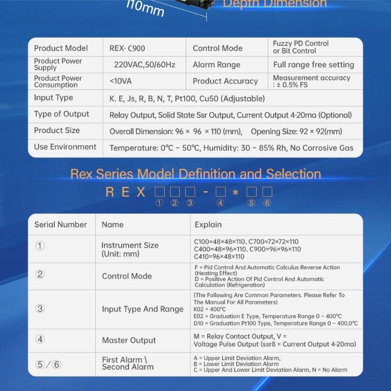220V  PID Temperature Controller REX-C900 Thermocouple PT100 K Universa Input Multi-input SSR Relay Output Thermostat Regular on Sale