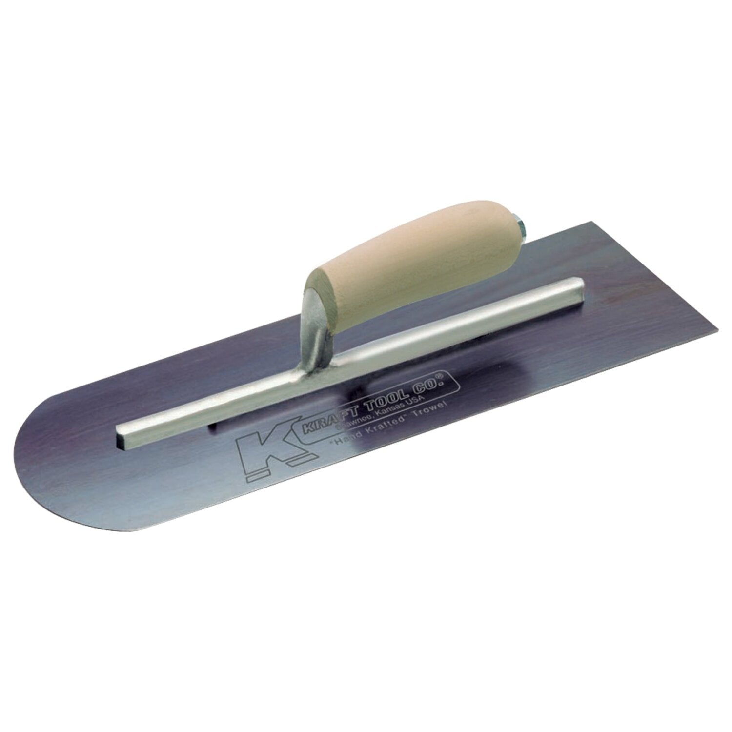 kraft Tool CF214B 12″ x 4″ Round Front/Square Back Blue Steel Cement Trowel with Camel Back Wood Handle Hot on Sale