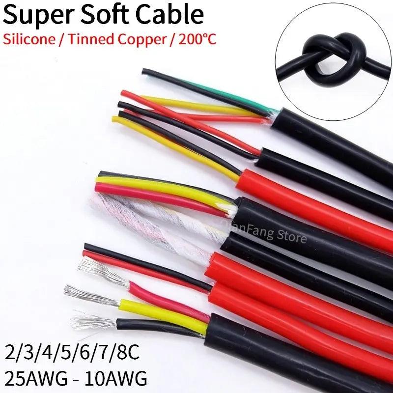 2M/5M Sheath Wire Super Soft Flexible Silicone Rubber/ 2-8 Cores optional Online