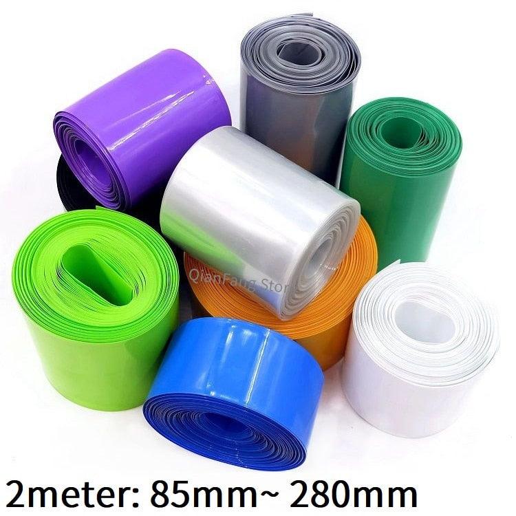 2M PVC Heat Shrink Tube 85mm ~ 280mm Width Blue Black Multicolor Sheath Pack Cable Sleeve for 18650 Lithium Battery Film Wrap Online Hot Sale