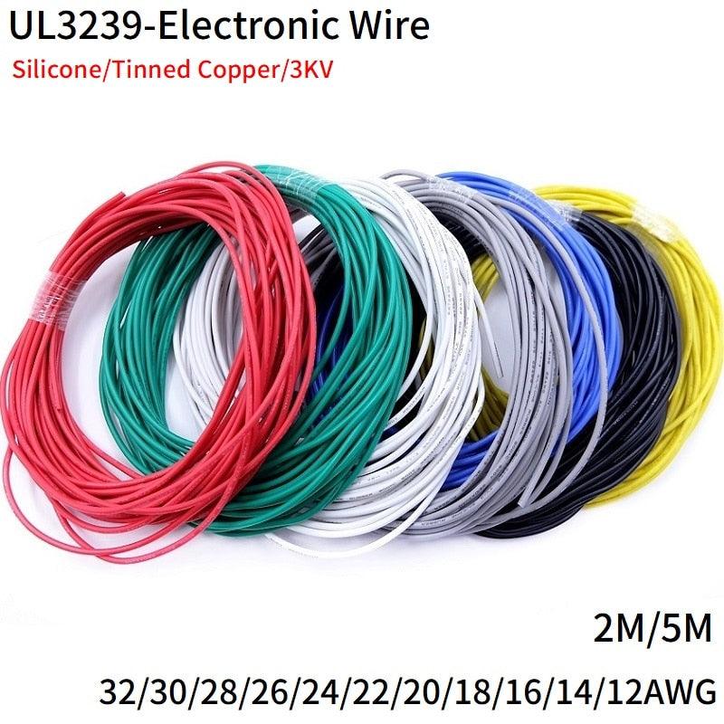 2M/5M Copper Wire 32 30 28 26 24 22 20 18 16 14 12 AWG Soft Silicone Rubber UL3239 Insulated Flexible DIY LED Electronic Cable on Sale