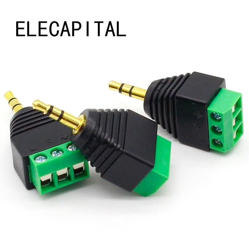 3pcs 3.5mm 3ploe 1/8 Inch Stereo Male Plug to AV Screw Video Balun Terminal Jack 3.5 mm Male 3 pin Terminal Block Plug Connector Online now