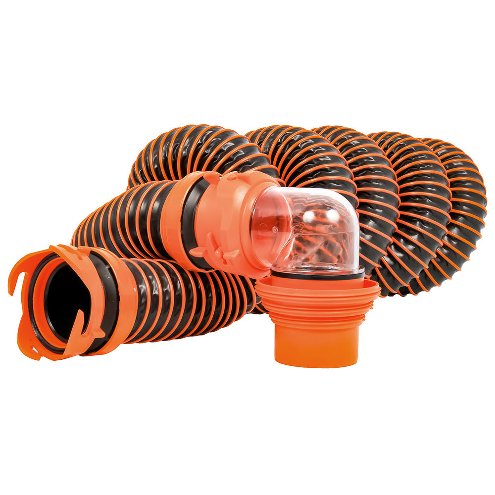 Camco RhinoEXTREME 15 Sewer Hose Kit w/ Swivel Fitting 4 In 1 Elbow Caps [39859] Online