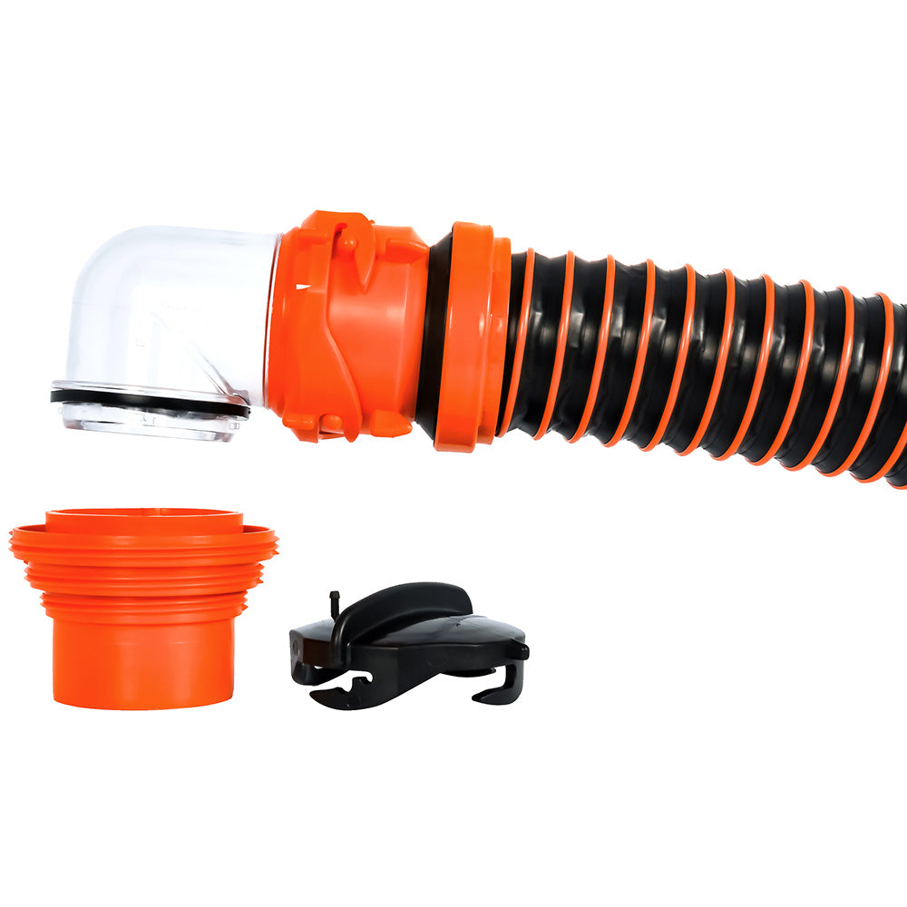 Camco RhinoEXTREME 15 Sewer Hose Kit w/ Swivel Fitting 4 In 1 Elbow Caps [39859] Online