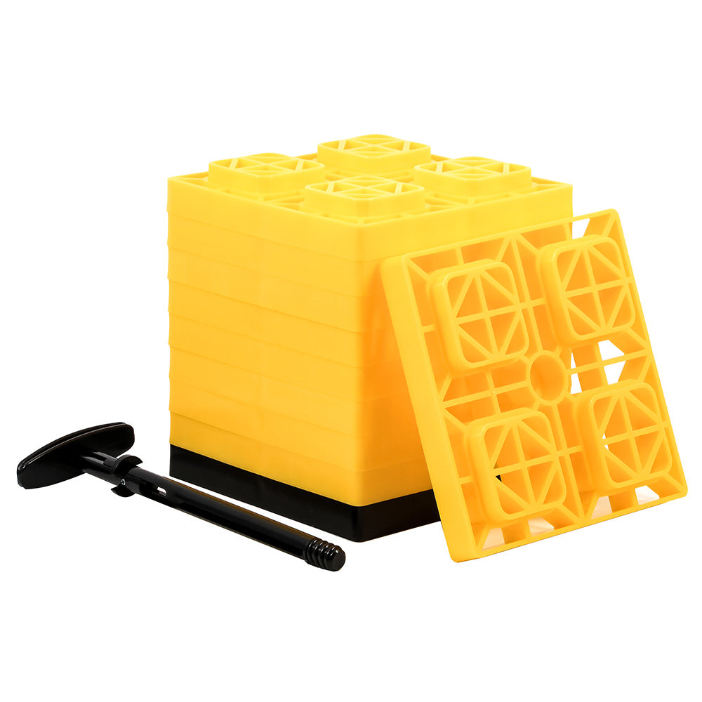Camco FasTen Leveling Blocks w/T-Handle – 2×2 – Yellow *10-Pack [44512] on Sale