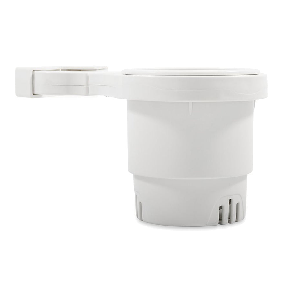 Camco Clamp-On Rail Mounted Cup Holder – Small for Up to 1-1/4″ Rail – White [53086] Discount