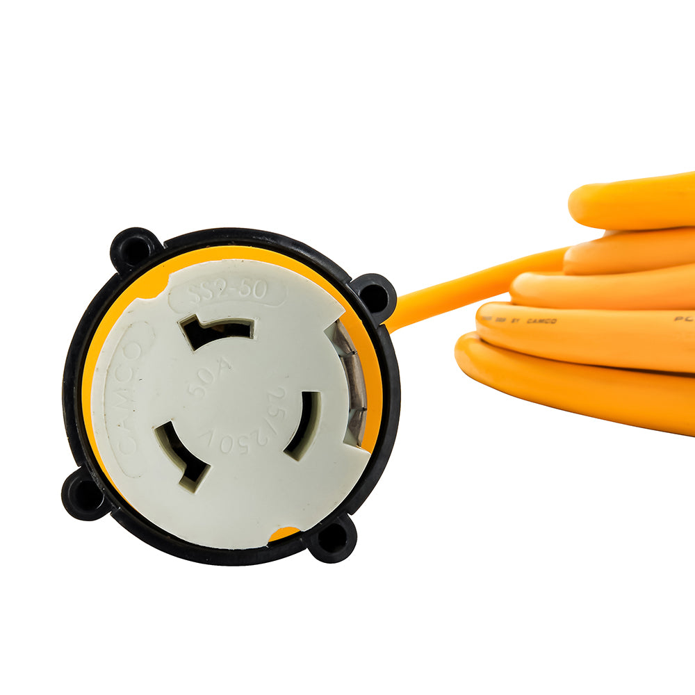 Camco 50 Amp Power Grip Marine Extension Cord – 50 M-Locking/F-Locking Adapter [55623] Supply