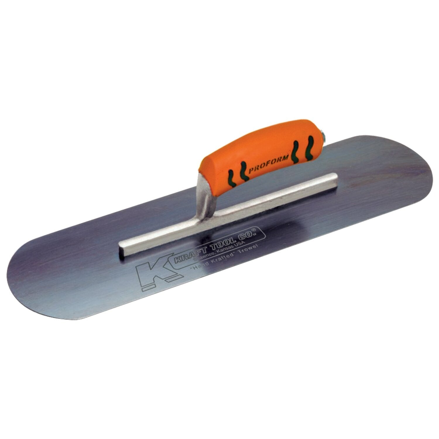 Kraft Tool CF291BPF 18″ x 4-1/2″ Blue Steel Pool Trowel with ProForm Handle on a Short Shank Online Sale