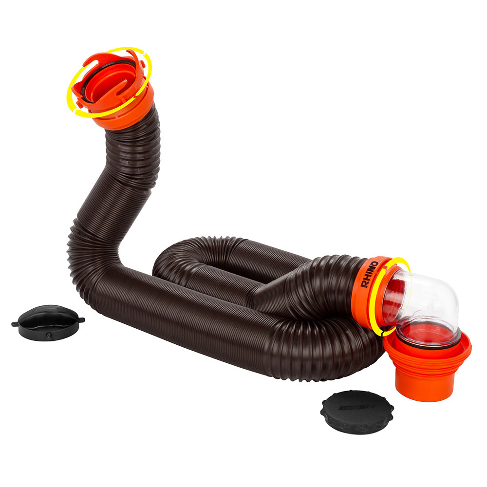 Camco RhinoFLEX 15 Sewer Hose Kit w/4 In 1 Elbow Caps [39761] Hot on Sale
