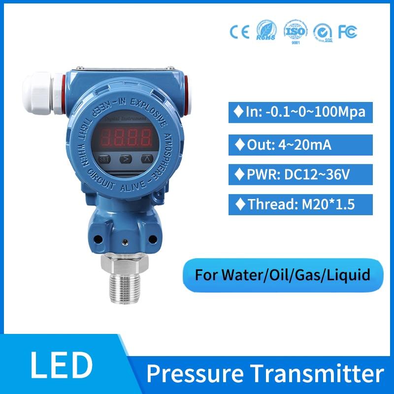 4-20ma LED Pressure Sensor Silicon Vacuum Absolute Water Pipe Pressure Transducer 16bar Fuel Pressure Transmitter Sale
