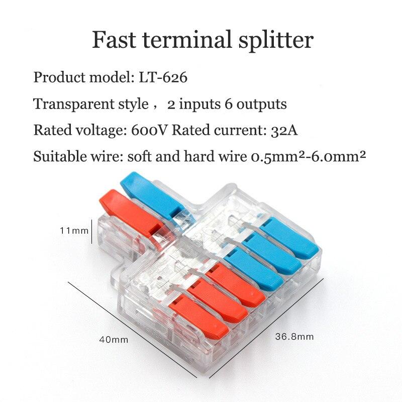 5/10/20PCS Mini Quick Wiring Terminal Separator Universal Wire and Cable Connector Conductor Wire Connector LT-624,LT-626 Sale