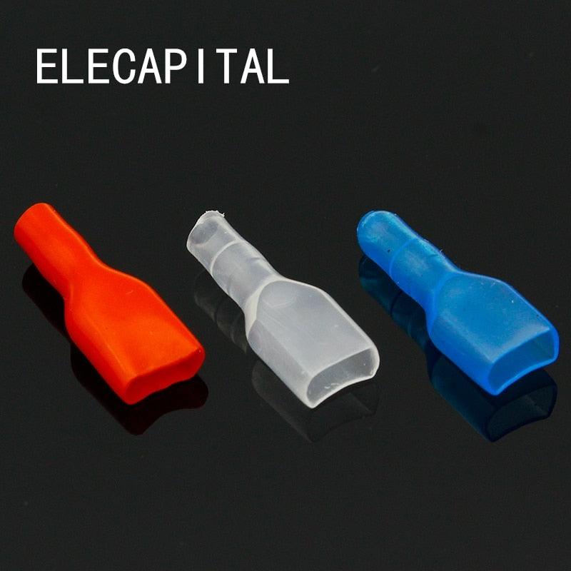 50pcs Cover Case for 6.3mm Crimp Terminal Spade Connector 6.3 terminal cap Online Sale
