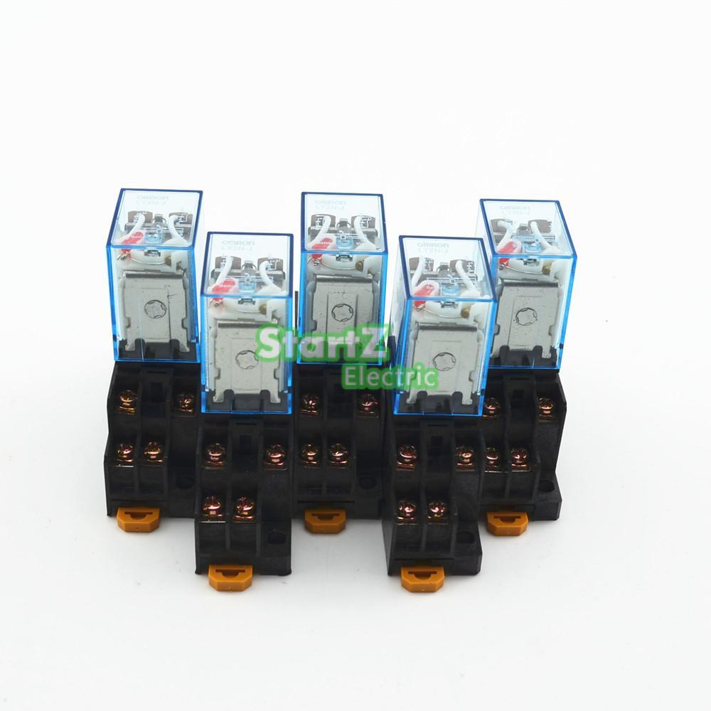 5Pcs/lot MY2NJ Mini relay | 5A DC24V 8PIN Coil DPDT With  Socket Base Online