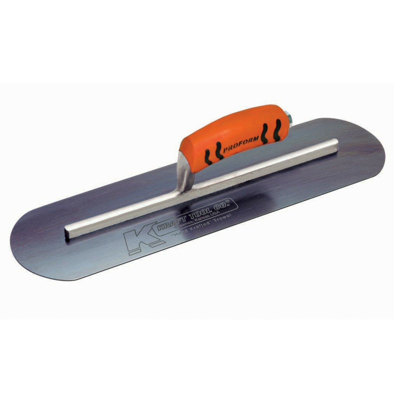 Kraft Tool CF470PF 12″ x 3″ Blue Steel Round End Burn Trowel with ProForm Handle Sale