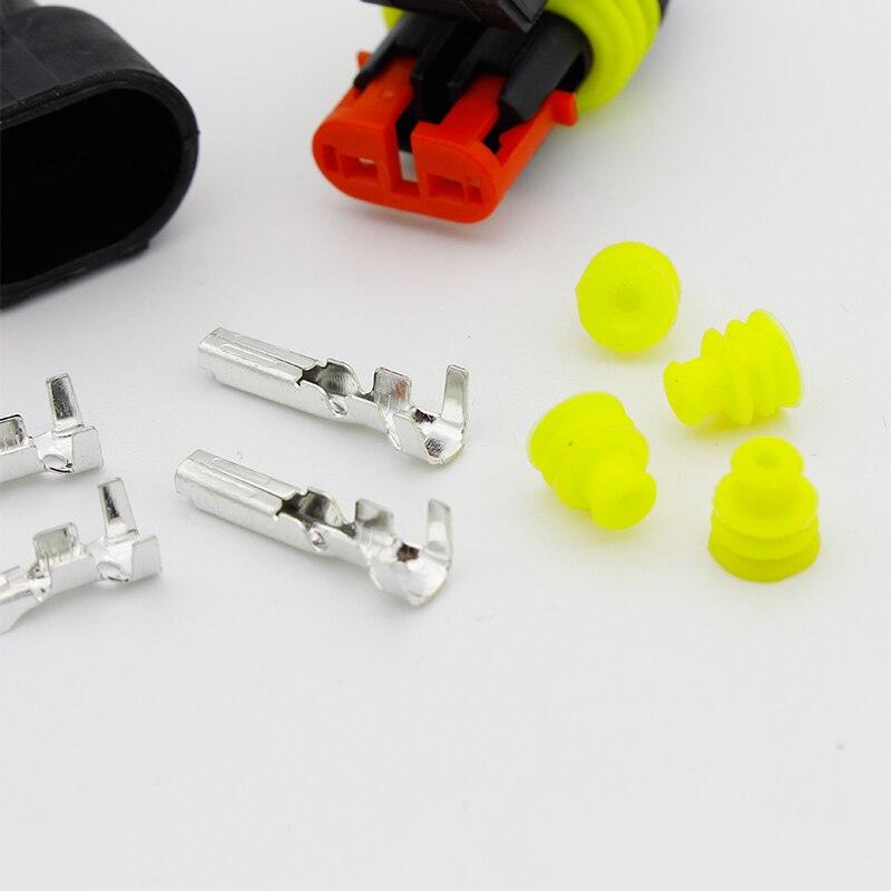 5kits Flame retardancy 2P auto connector waterproof automotive Wire Connector Plug 2 Pins Electrical Car Motorcycle HID Online