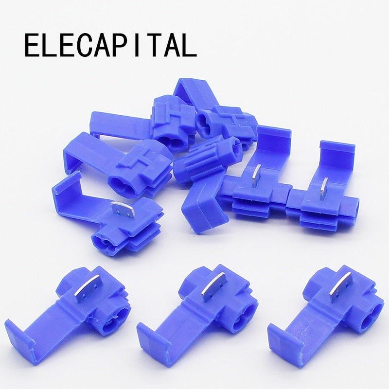 50PCS Blue Scotch Lock Wire Electrical Cable Connectors Quick Splice Terminals Crimp Hot on Sale