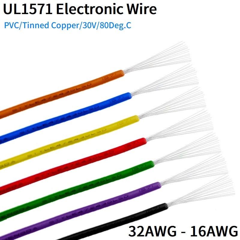 5M/10M Copper Wire 32 30 28 26 24 22 20 18 16 AWG Environmental PVC Insulated Tinned plated UL1571 DIY Line LED Electronic Cable on Sale