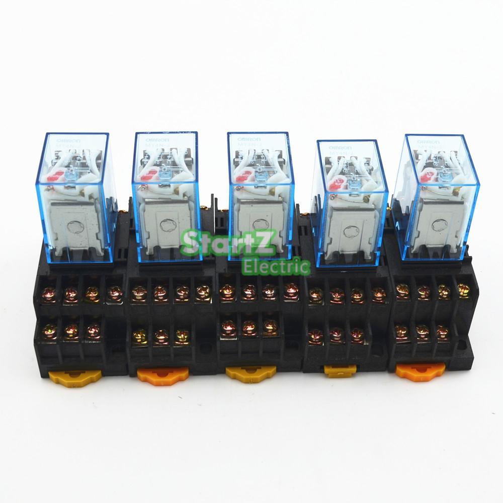 5Pcs/lot Relay  MY4NJ  220/240V AC Small relay 5A 14PIN With Socket Base Online Sale