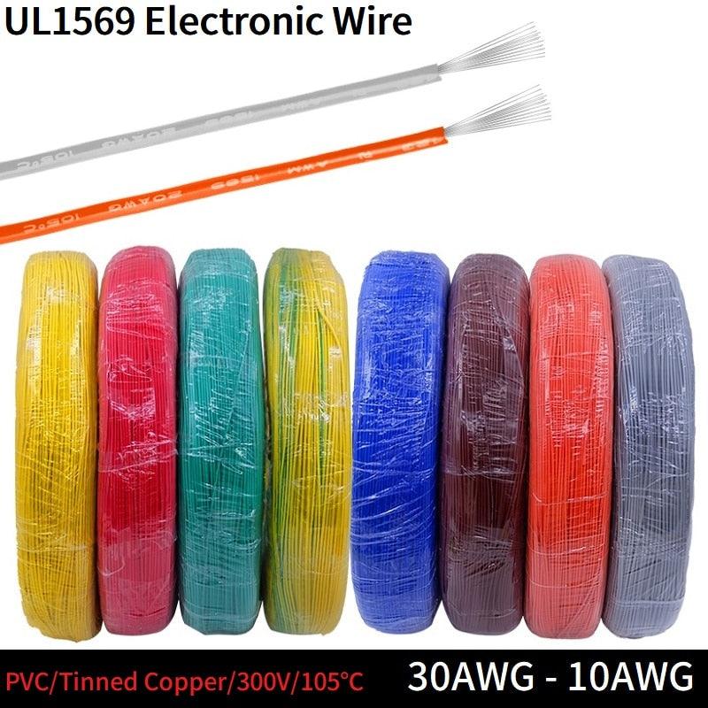 5M/10M Copper Wire 30 28 26 24 22 20 18 16 14 AWG Environmental PVC Insulated Tinned plated UL1569 DIY Line LED Electronic Cable Online