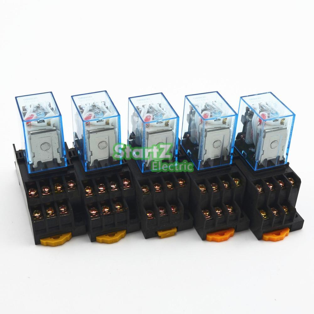 5Pcs/lot Relay  MY4NJ  DC12V Small relay 5A 14PIN With Socket Base Online Hot Sale