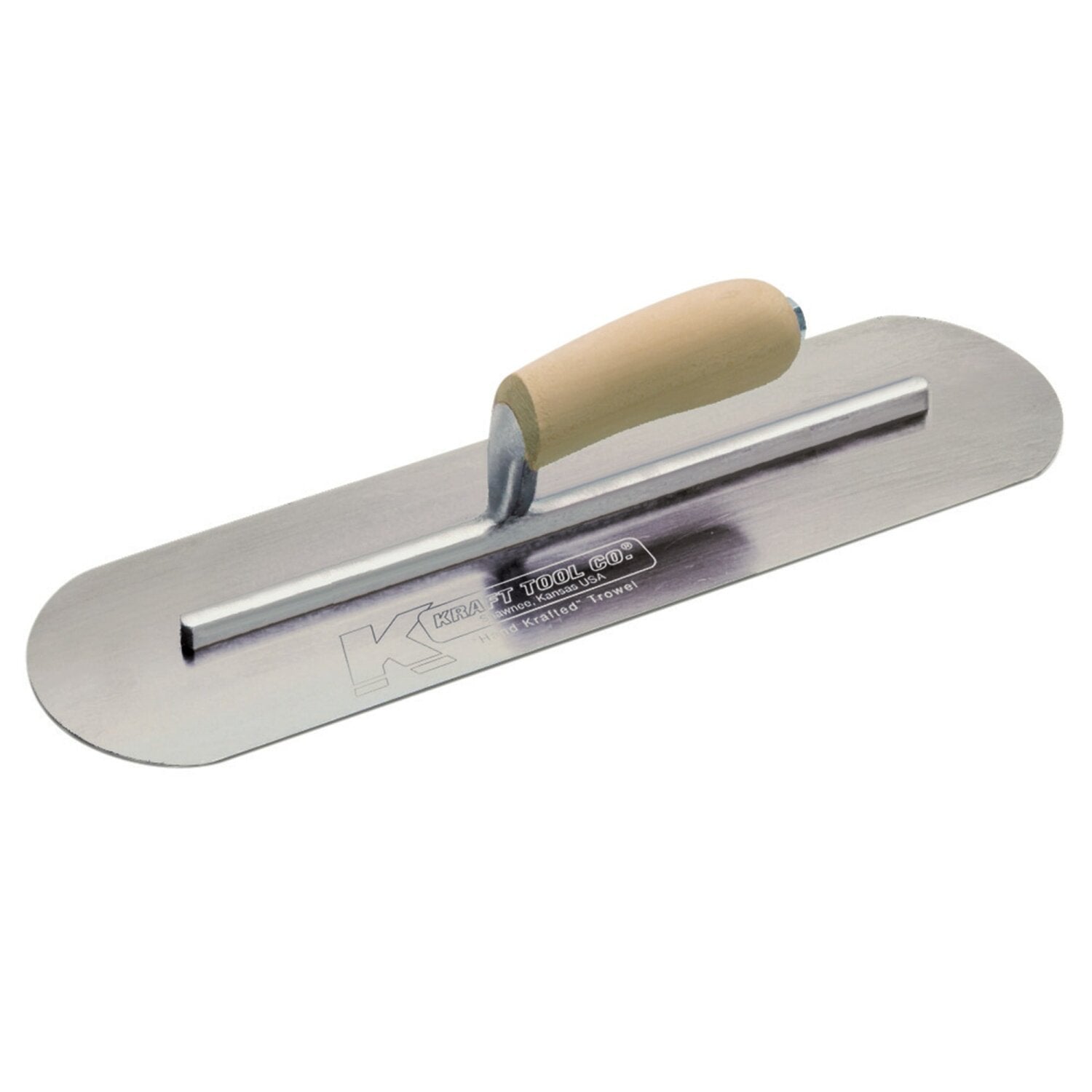 Kraft Tool CF448 18″ x 4″ Carbon Steel Pool Trowel with a Camel Back Wood Handle on a Long Shank Online