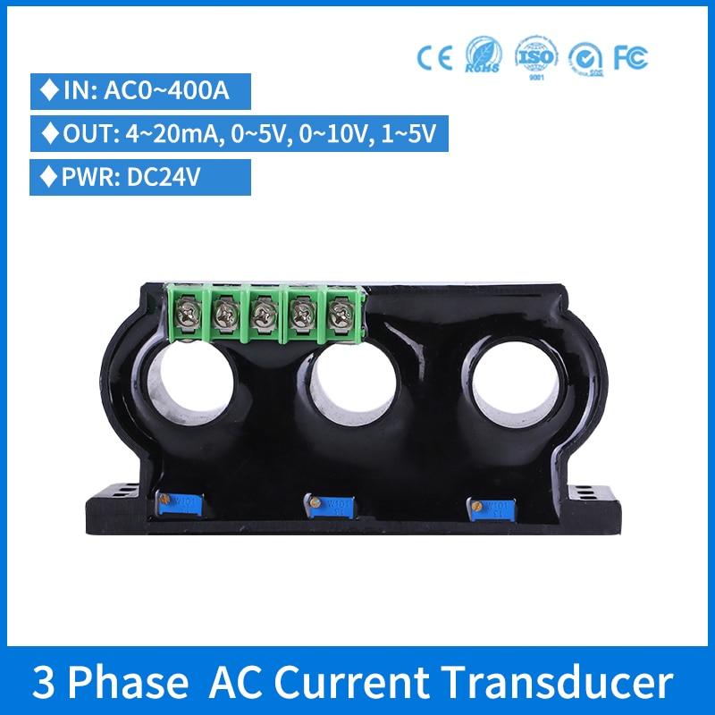 AC 0-100A 3 Phase Current Transducer 3 wire Analog Output 4-20ma 0-10v Three Phase AC Current Transducer Online Hot Sale
