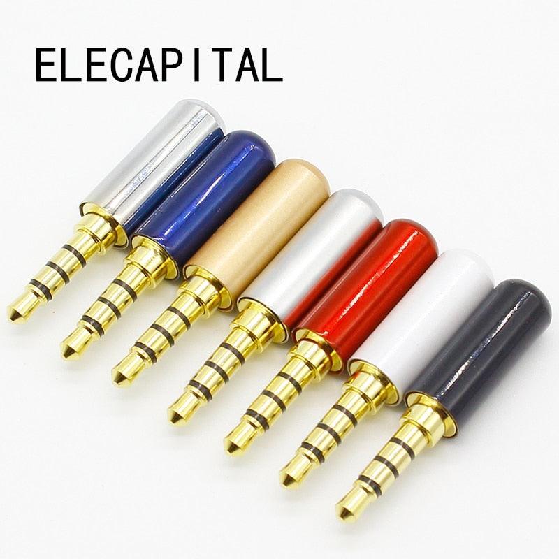7pcs Copper Gold Plated 1/8" 3.5mm Male Mini Jack Plug soldering 4 pole plug Repair Headphone Cable Solder Online now