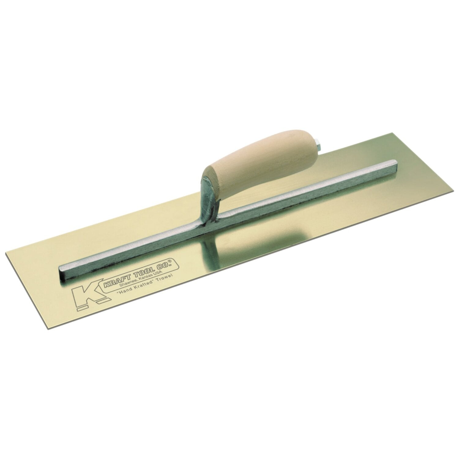 Kraft Tool CF540 14″ x 4-3/4″ Golden Stainless Steel Cement Trowel with Camel Back Wood Handle Online