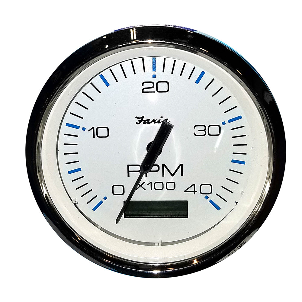 Faria Chesapeake White SS 4″ Tachometer w/Hourmeter (4000 RPM) (Diesel) (Mech. Takeoff  Var. Ratio Alt) [33834] Supply